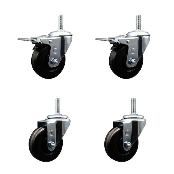 Service Caster 35 Inch Phenolic Swivel 34 Inch Threaded Stem Caster Set 2 Total Lock Brakes SCC-TSTTL20S3514-PHS-34212-2-S-2 - main